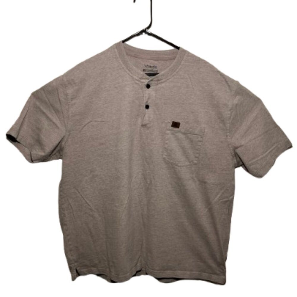 Wrangler Riggs Workwear Henley Shirt Men’s XXL Gray Short Sleeve Pocket Tee